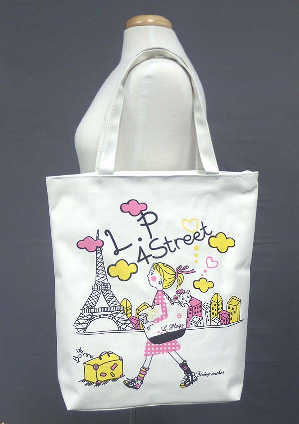 Zipper top canvas shoulder bag - lp 4 street