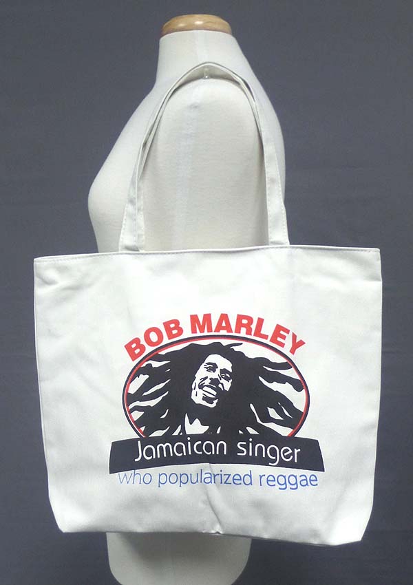 Zipper top canvas shoulder bag - bob marley