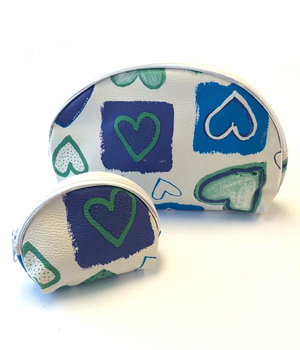 Heart pattern cosmetic pouch and coin purse set