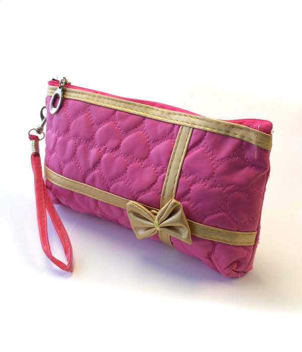 Embossing heart cosmetic pouch