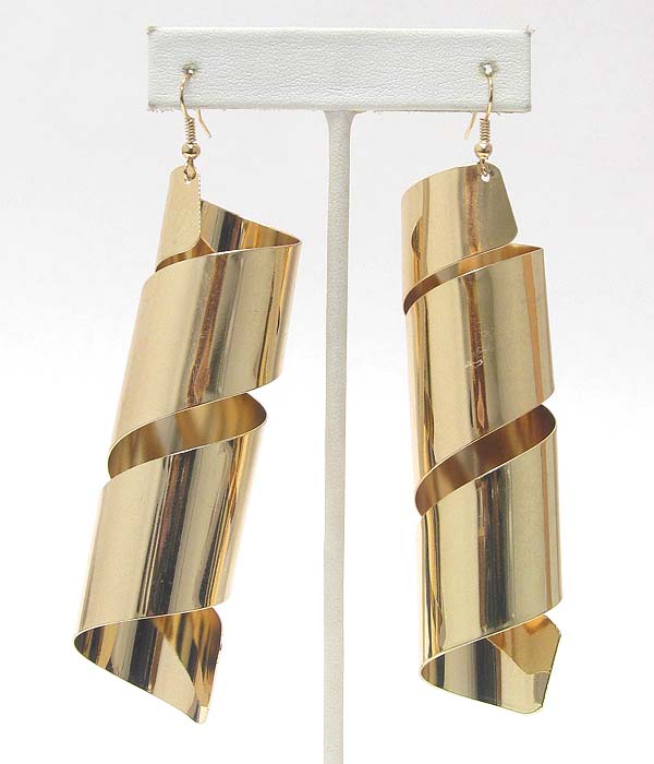Plain metal swirl drop earring