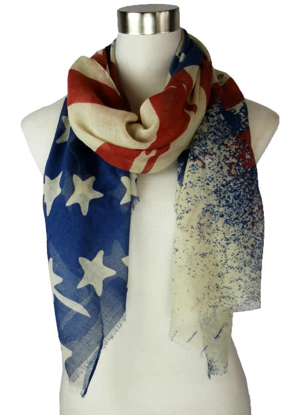 American flag print scarf - 100% polyester