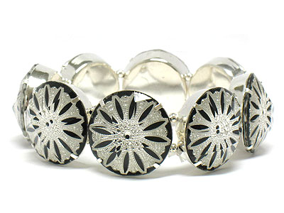 Metal casting deco and acryl covered double stretch bracelet