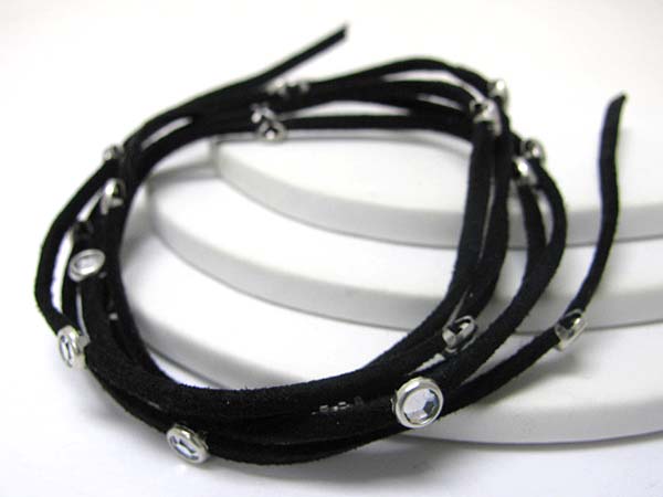 Multi suede cord and crystal accent bracelet