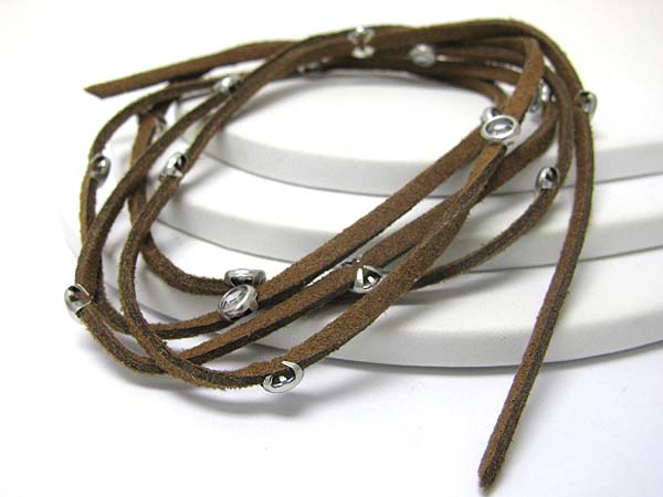 Multi suede cord and crystal accent bracelet