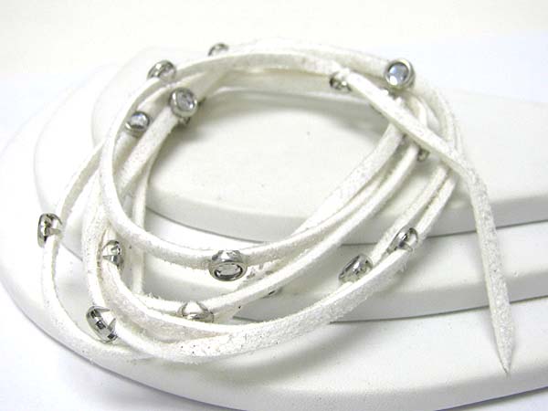 Multi suede cord and crystal accent bracelet