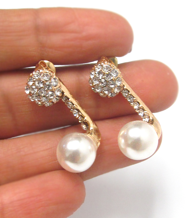 CRYSTAL BALL WITH PEARL DROP EARRINGS