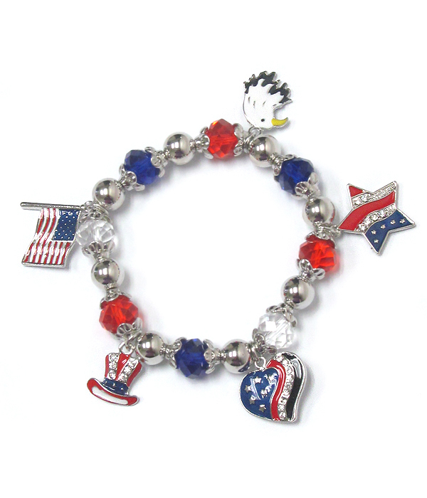 Fourth of july charm stretch bracelet 