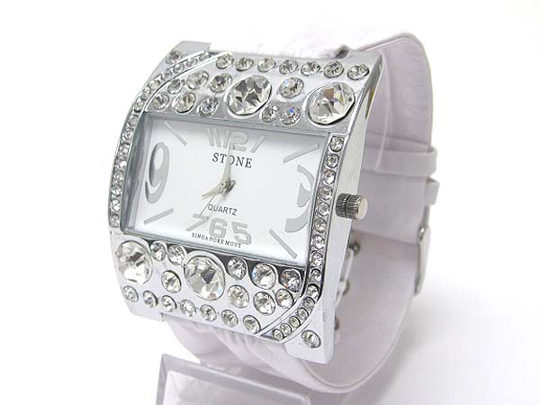 CRYSTAL BUBBLE LARGE FACE SCRAF BAND WATCH
