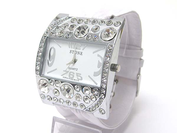 Crystal bubble large face scraf band watch