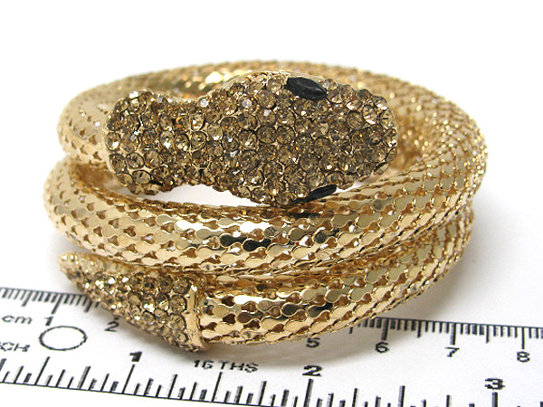 Crystal snake head and tail tub wire bracelet
