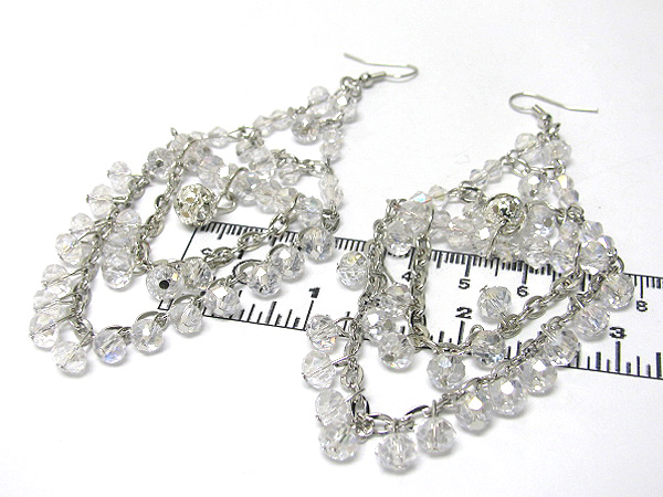 MULTI GLASS AND CHAIN CENTER CRYSTAL BALL DROP EARRING