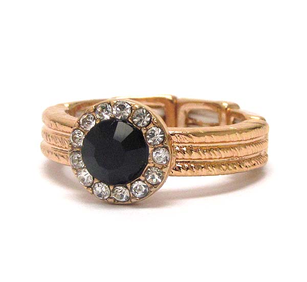 Multi crystal with round metal textered stretch ring