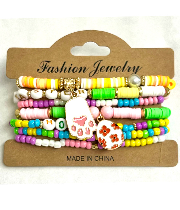 Easter theme 6 stretch bracelet set