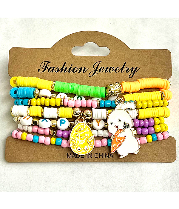 Easter theme 6 stretch bracelet set
