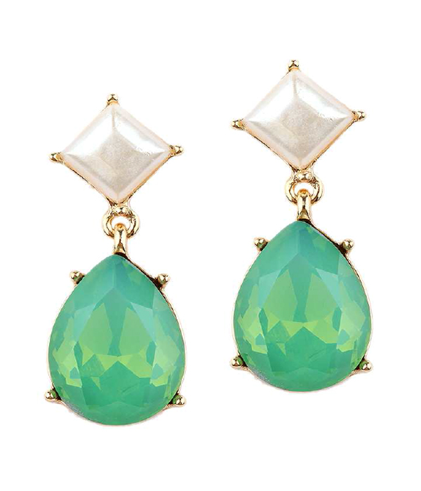 Facet opal crystal teardrop earring