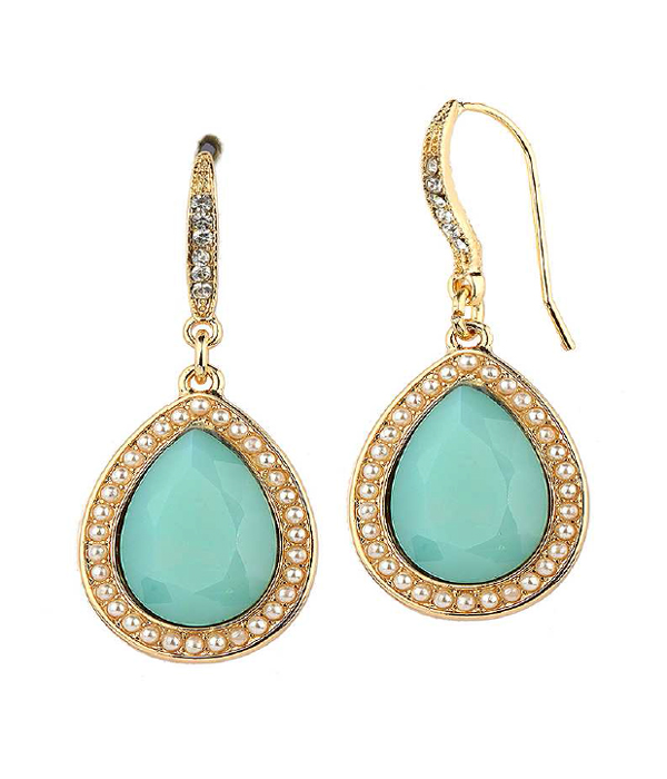 Facet opal crystal teardrop earring and seed pearl earring