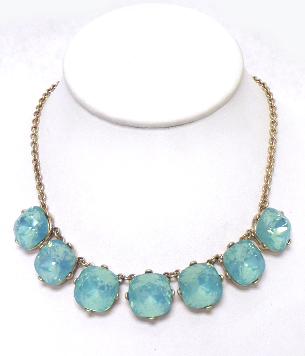 Catherine popesco inspired linked large opal crystal necklace