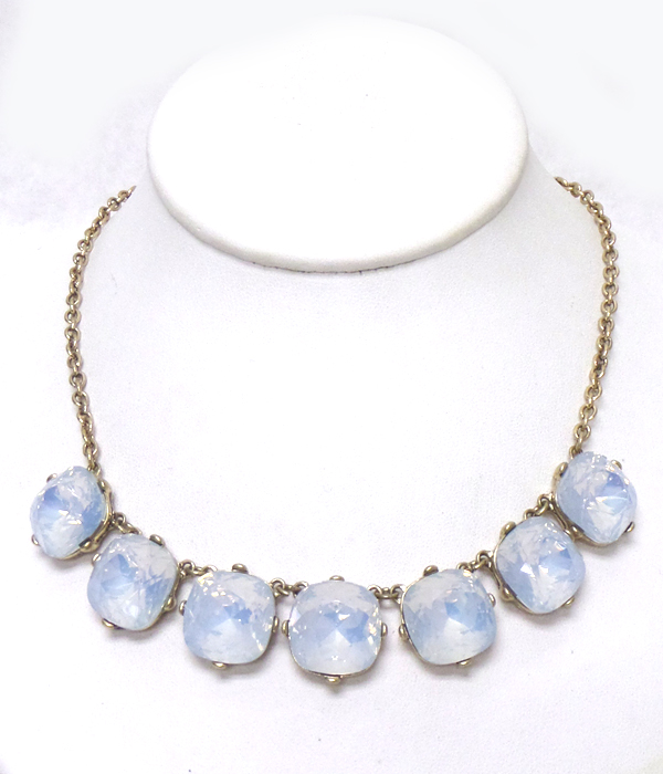 Catherine popesco inspired linked large opal crystal necklace