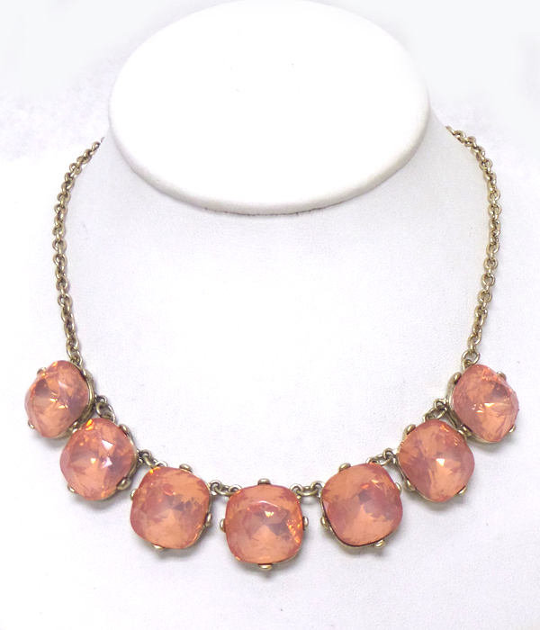 Catherine popesco inspired linked large opal crystal necklace
