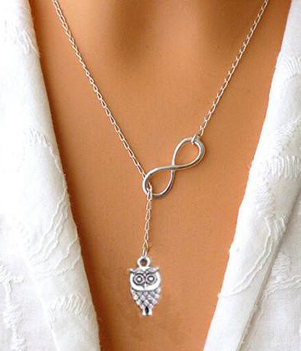 Etsy style owl and infinity thread necklace