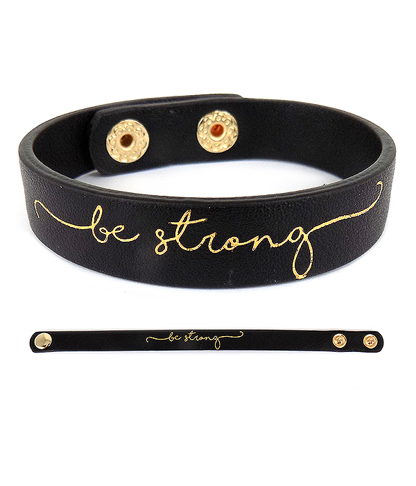 Religious theme leatherette bracelet - be strong