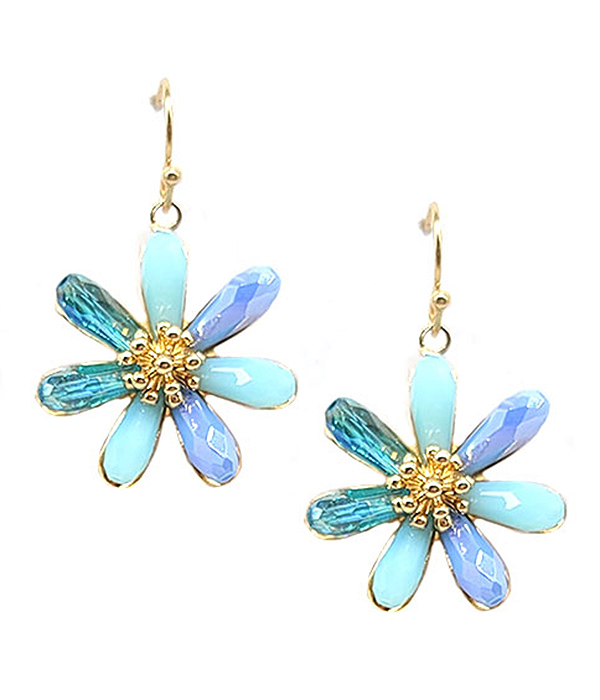 Facet stone petal flower earring