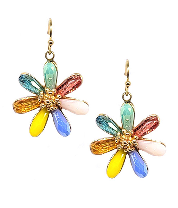 FACET STONE PETAL FLOWER EARRING