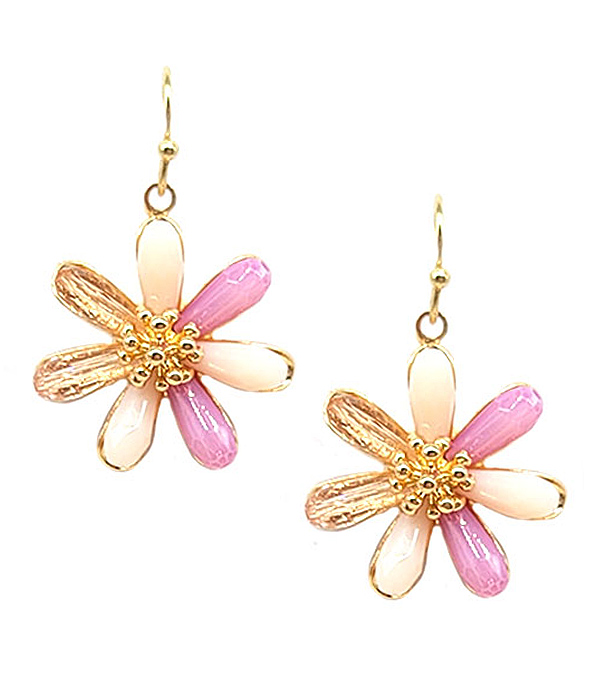 Facet stone petal flower earring