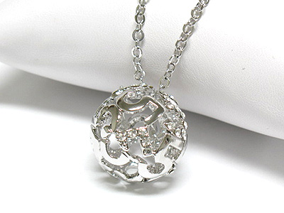 Made in korea whitegold plating crystal no 5 ball pendant necklace