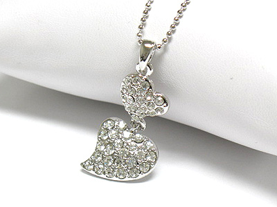 Made in korea whitegold plating crystal dula heart pendant necklace