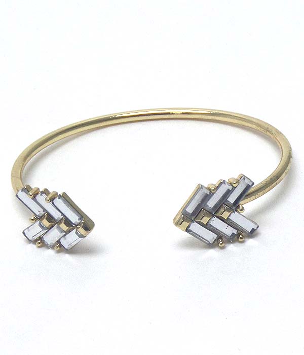 Baguette stone chevron wire bangle bracelet
