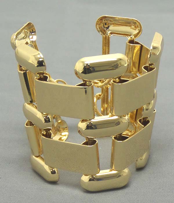 Architectural wide metal bracelet