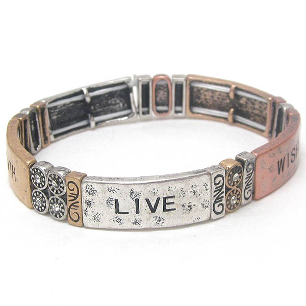 Crystal and inspiration chico style stretch bracelet - live hope wish faith
