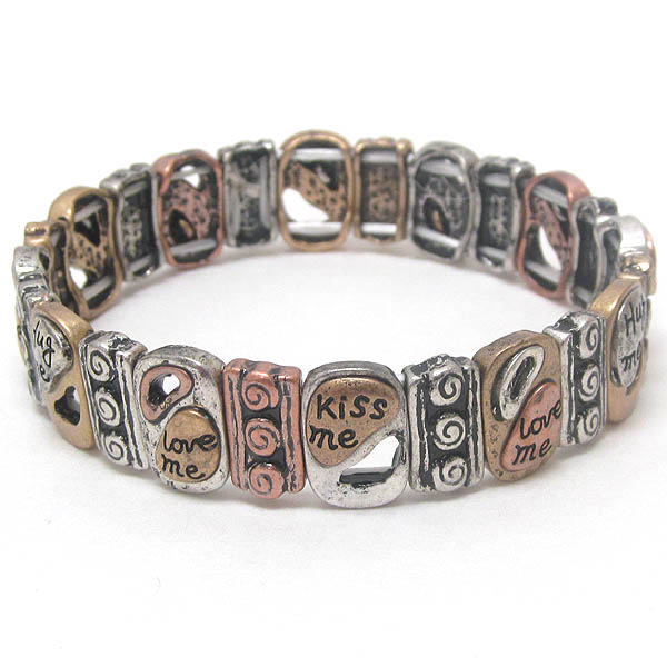 Love theme chico style stretch bracelet - kiss me love me