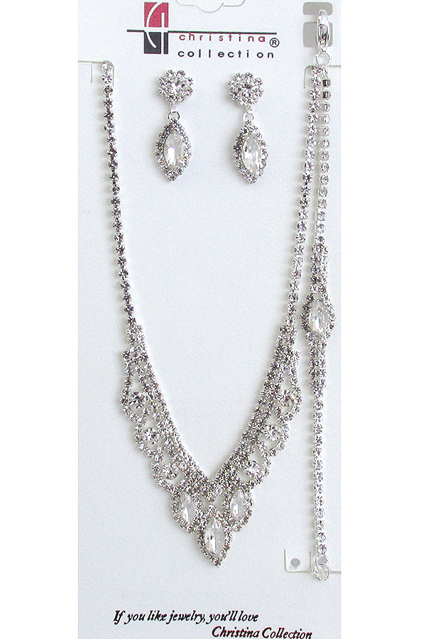 RHINESTONE NECKLACE AND BRACELET SET