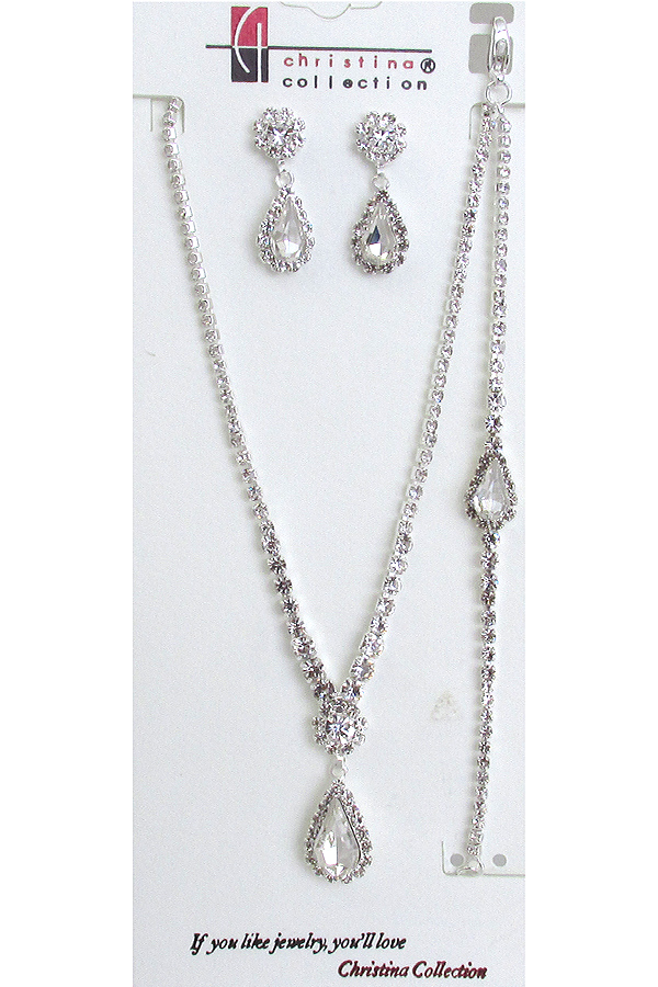 RHINESTONE NECKLACE AND BRACELET SET