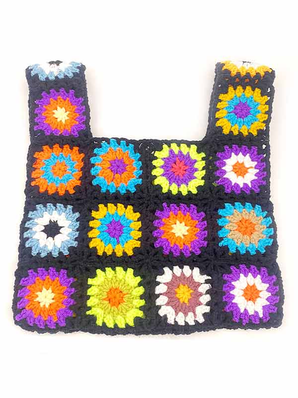 Handmade crochet granny tote bag