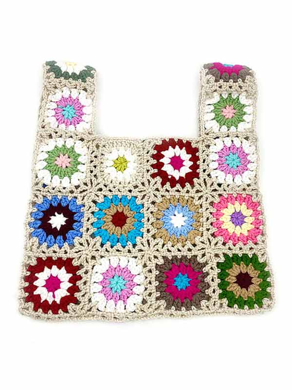 HANDMADE CROCHET GRANNY TOTE BAG