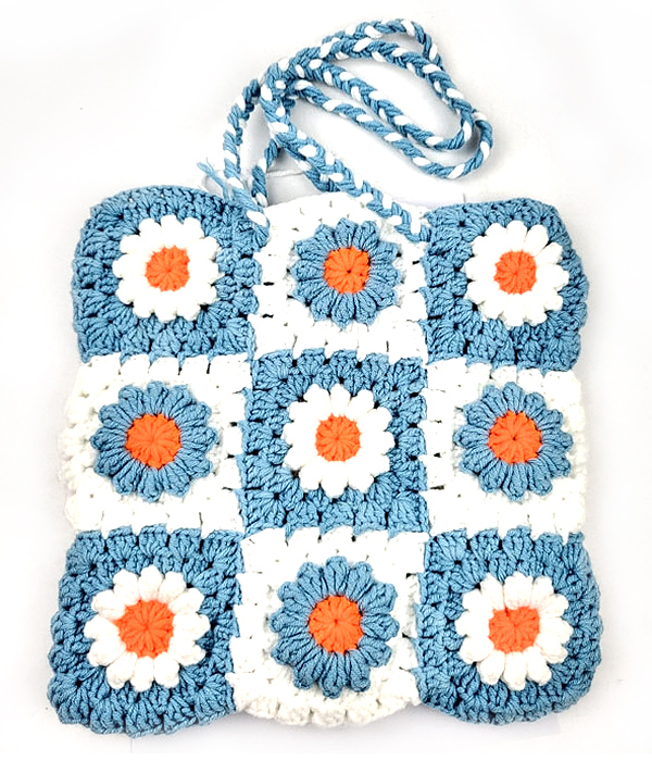 Handmade crochet granny shoulder bag