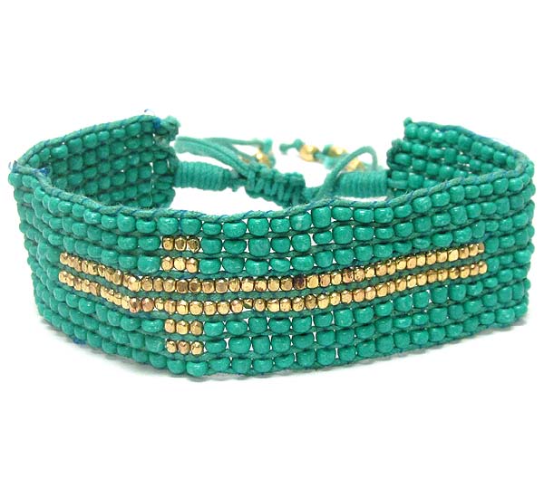 Cross embroidered multi chip stone and thread friendship bracelet