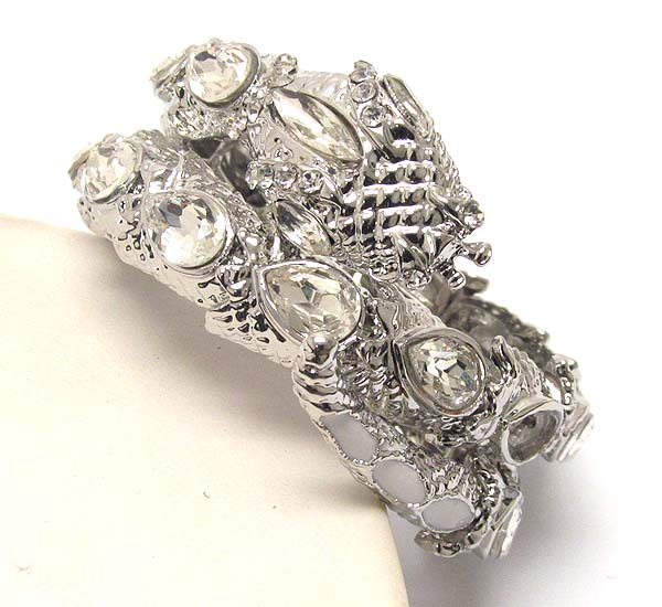 Multi crystal deco stretch snake bracelet