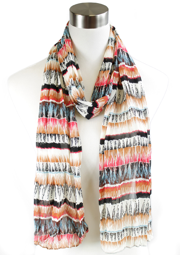 Southwestern print chiffon scarf - 100% polyester