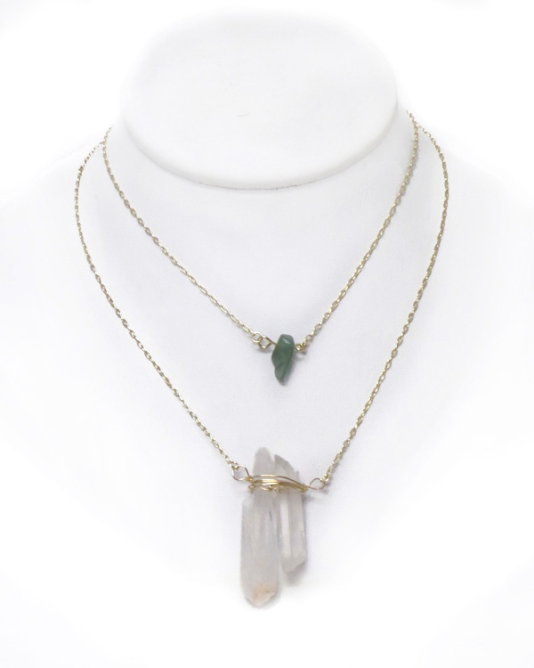 2 layer chain with multi semi precious stones necklace