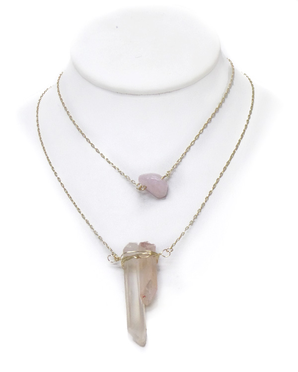 2 layer chain with multi semi precious stones necklace