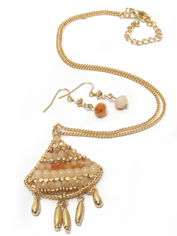 Multi beads with drop necklace set 