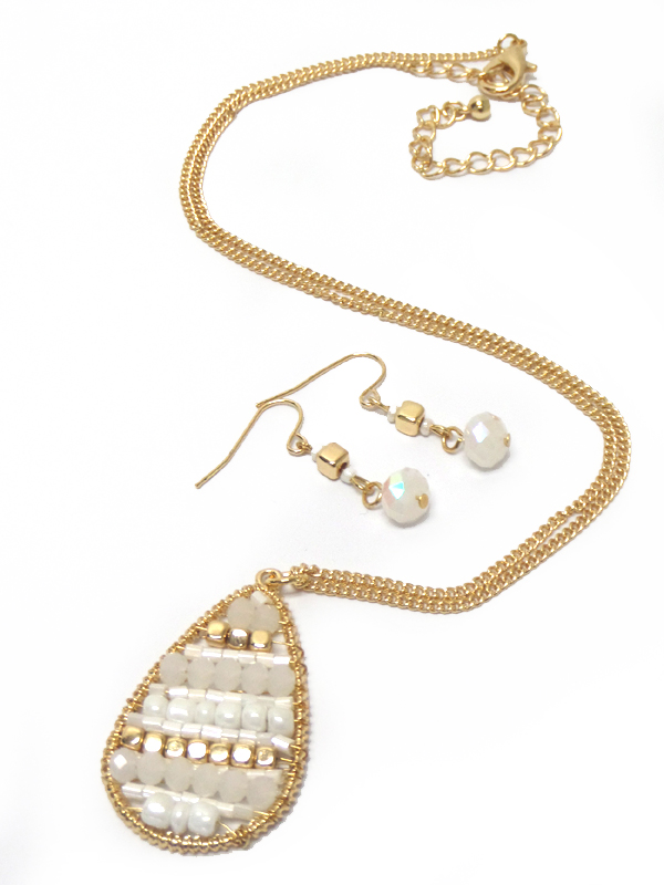 Multi beads with drop necklace set
