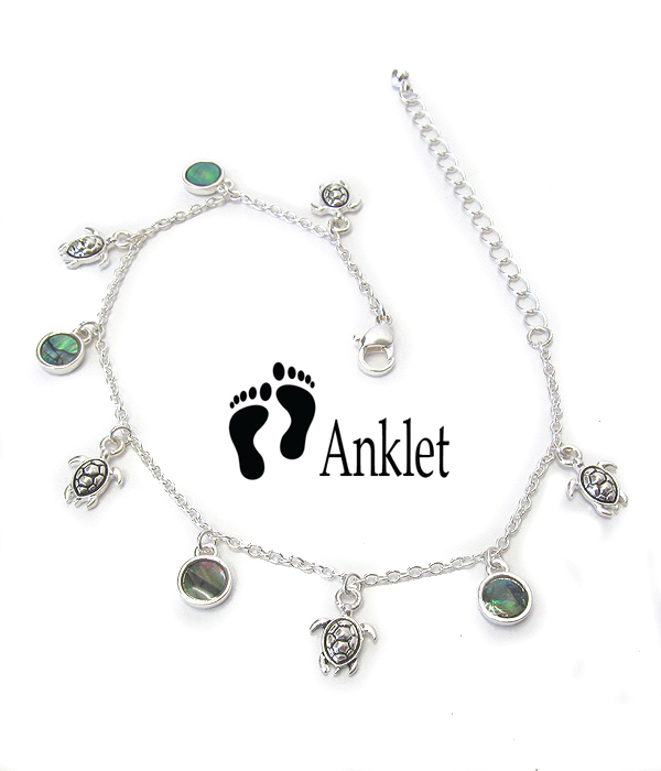 SEALIFE THEME ABALONE DANGLE ANKLET - TURTLE