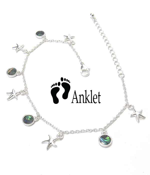 Sealife theme abalone dangle anklet - starfish