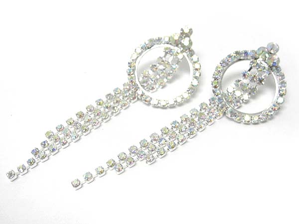 Rhinestone round and triple line drop earring